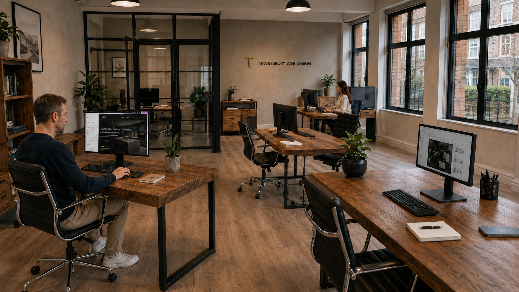 Tewkesbury Web Design studio with the team working at desks